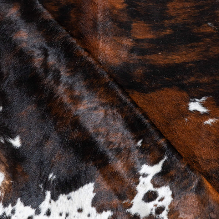 Dark Tricolor Cowhide Rug Size 7'1" L x 6'11" W 9607