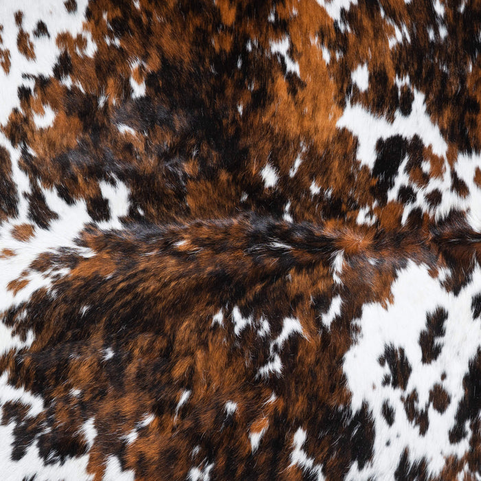 White Tricolor Cowhide Rug Size 7'3" L x 6'5" W 9611