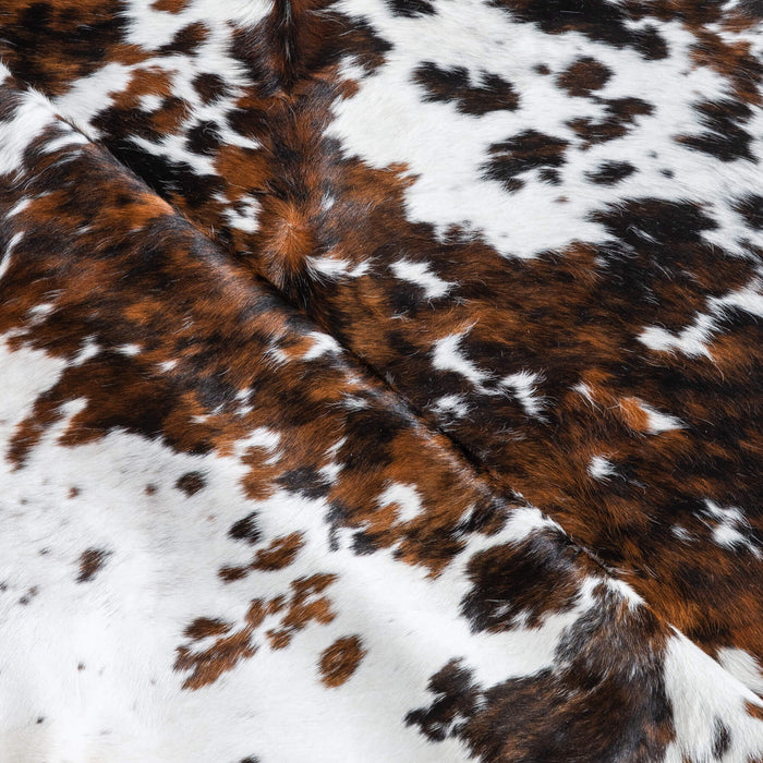 White Tricolor Cowhide Rug Size 7'3" L x 6'5" W 9611