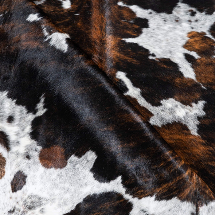 Tricolor Brindle Mix Cowhide Rug Size 7'0" L x 6'3" W 9612