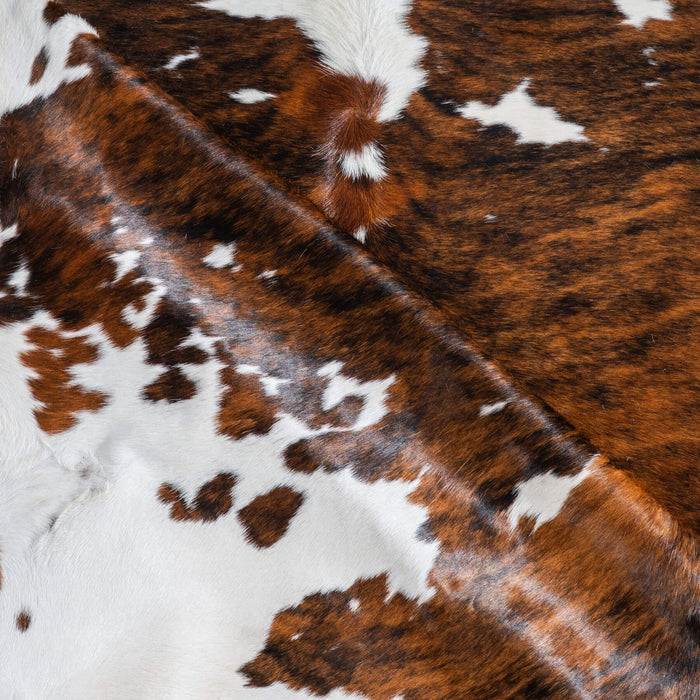 Tricolor Brindle Mix Cowhide Rug Size 7'9" L x 7'3" W 9616
