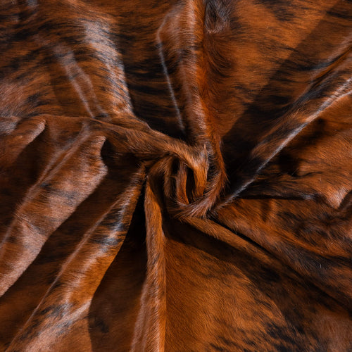 Tricolor Brindle Mix Cowhide Rug Size 7'4" L x 6'7" W 9617