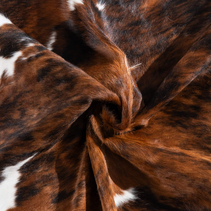 Tricolor Brindle Mix Cowhide Rug Size 7'3" L x 6'5" W 9618