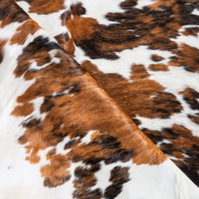 White Tricolor Cowhide Rug Size 7'5" L x 6'11" W 9619