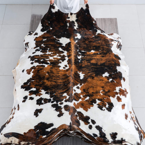 Tricolor Cowhide Rug Size 7'9" L x 6'7" W 9624