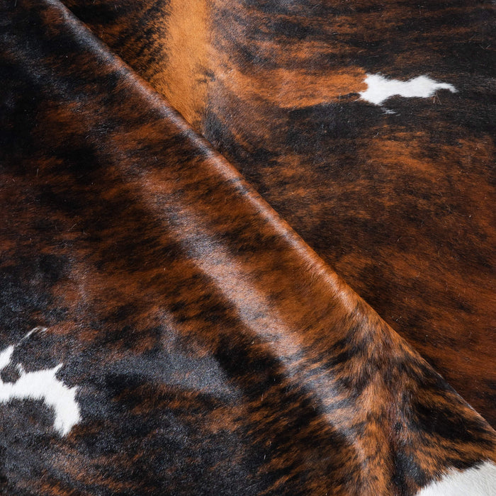 Tricolor Brindle Mix Cowhide Rug Size 7'6" L x 7'1" W 9625