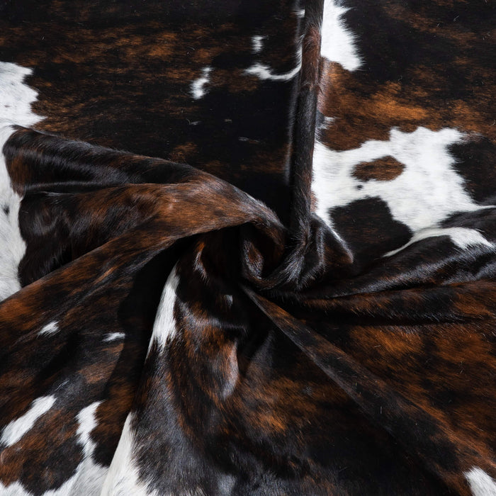 Dark Tricolor Cowhide Rug Size 7'1" L x 6'5" W 9626