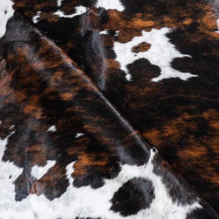 Dark Tricolor Cowhide Rug Size 7'1" L x 6'5" W 9626