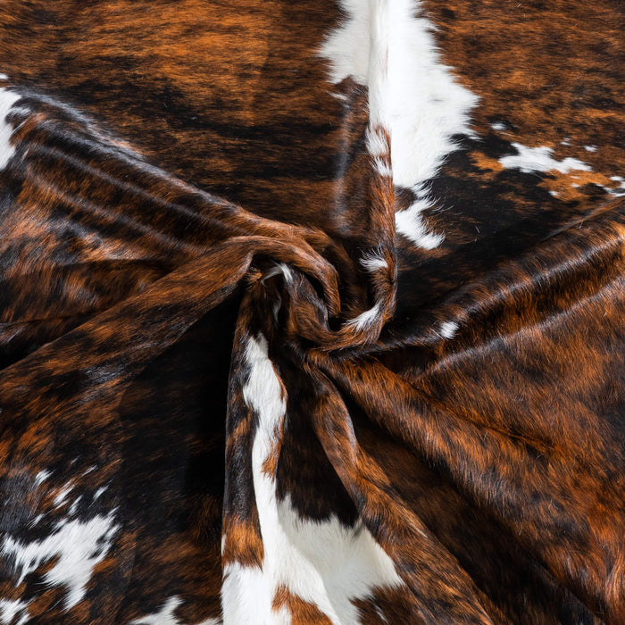 Tricolor Brindle Mix Cowhide Rug Size 7'4" L x 6'5" W 9627