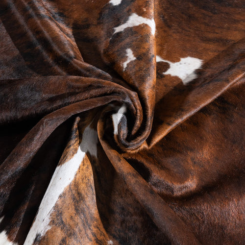 Tricolor Brindle Mix Cowhide Rug Size 7'7" L x 6'1" W 9638