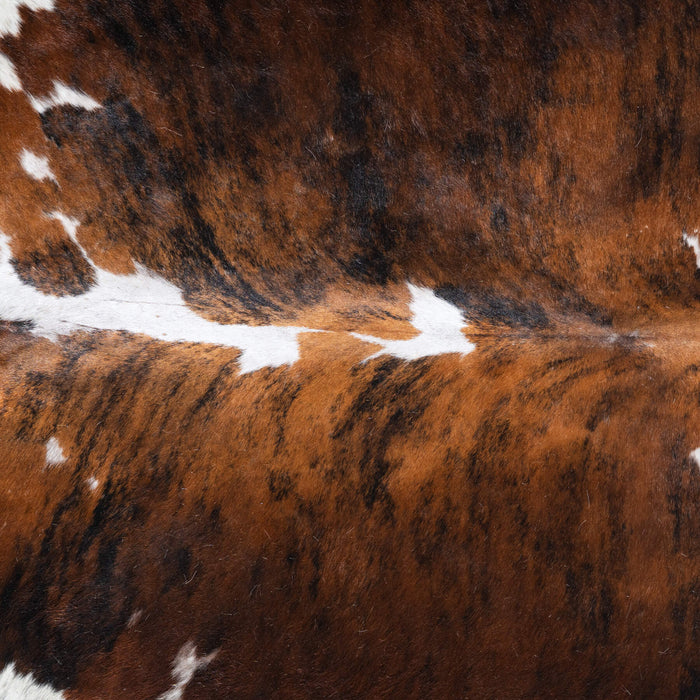 Tricolor Brindle Mix Cowhide Rug Size 7'7" L x 6'1" W 9638