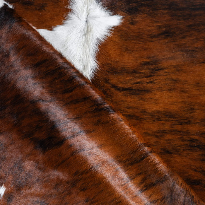 Tricolor Brindle Mix Cowhide Rug Size 7'6" L x 7'2" W 9642