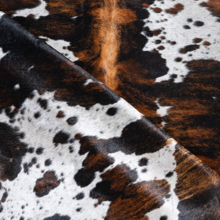 Dark Tricolor Cowhide Rug Size 7'9" L x 6'10" W 9644