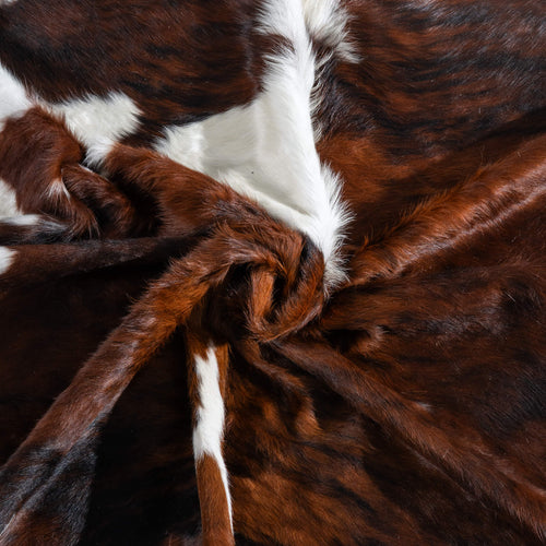 Tricolor Brindle Mix Cowhide Rug Size 8'0" L x 7'3" W 9647