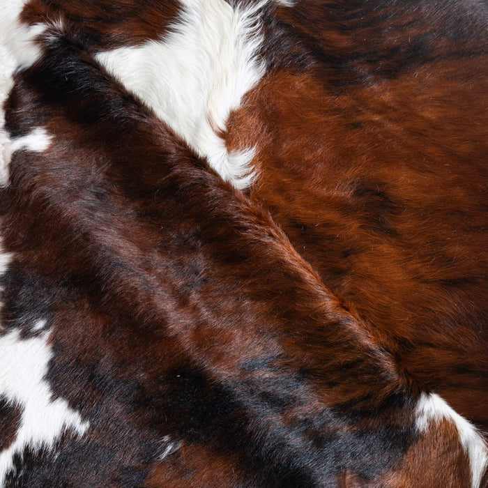 Tricolor Brindle Mix Cowhide Rug Size 8'0" L x 7'3" W 9647