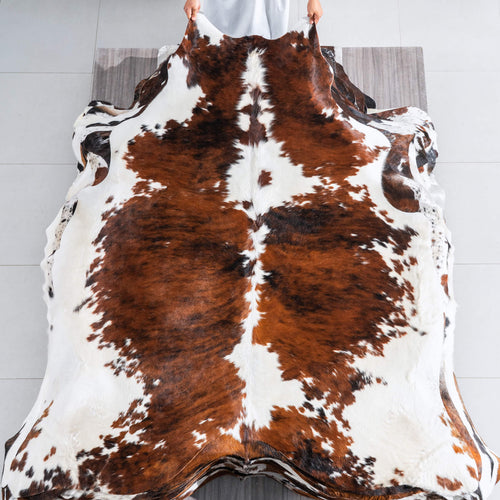 Tricolor Cowhide Rug Size 6'11" L x 6'4" W 9649