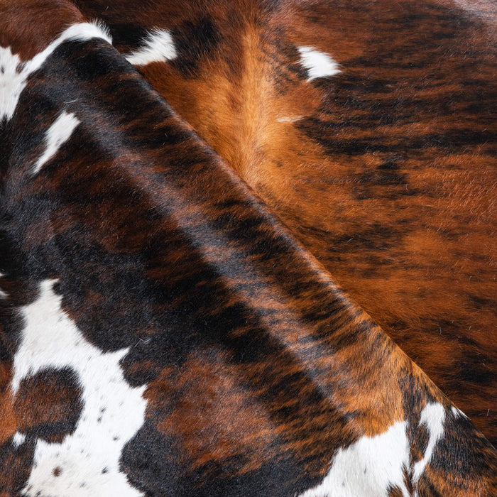 Tricolor Brindle Mix Cowhide Rug Size 7'3" L x 6'4" W 9651