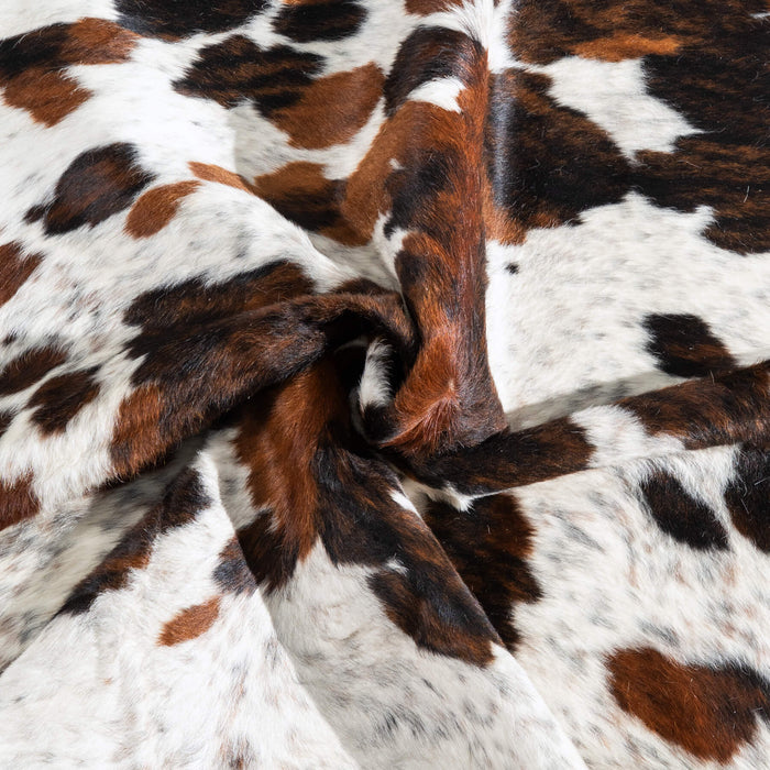 White Tricolor Cowhide Rug Size 6'4" L x 5'9" W 9652