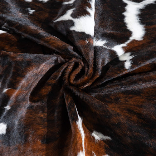 Tricolor Brindle Mix Cowhide Rug Size 8'3" L x 7'2" W 9653
