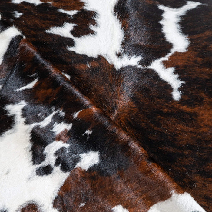 Tricolor Brindle Mix Cowhide Rug Size 8'3" L x 7'2" W 9653