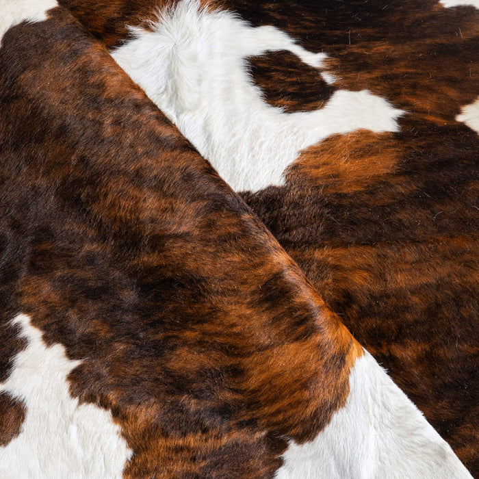 Tricolor Brindle Mix Cowhide Rug Size 6'9" L x 5'7" W 9654