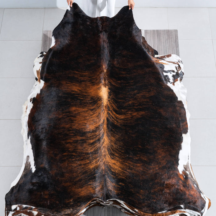 Dark Brindle Cowhide Rug Size 7'5" L x 6'10" W 9656