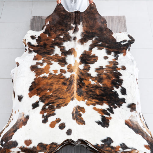 Tricolor Cowhide Rug Size 7'5" L x 6'10" W 9658
