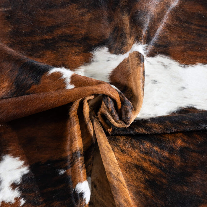 Tricolor Brindle Mix Cowhide Rug Size 6'4" L x 6'4" W 9659