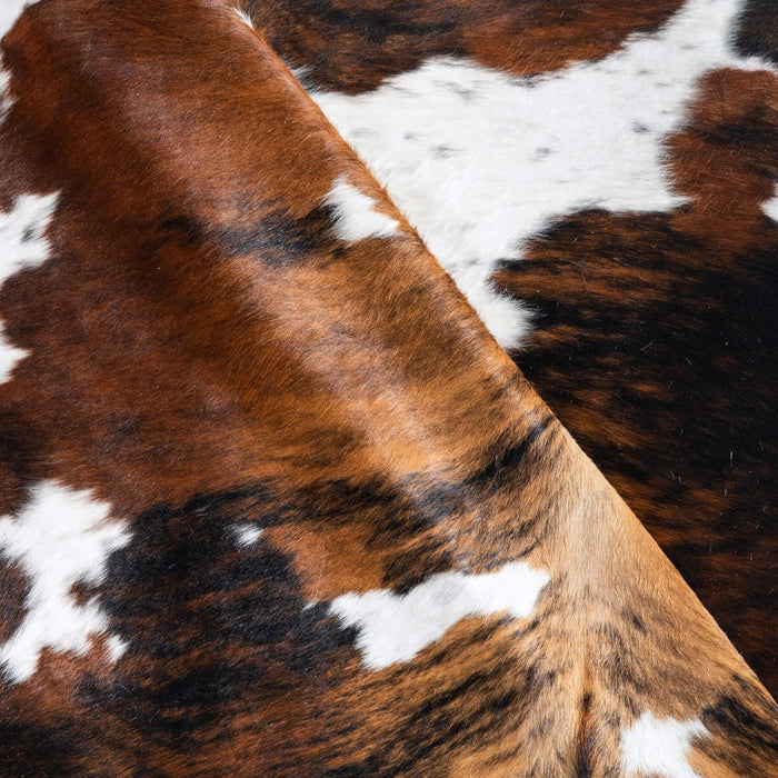 Tricolor Brindle Mix Cowhide Rug Size 6'4" L x 6'4" W 9659