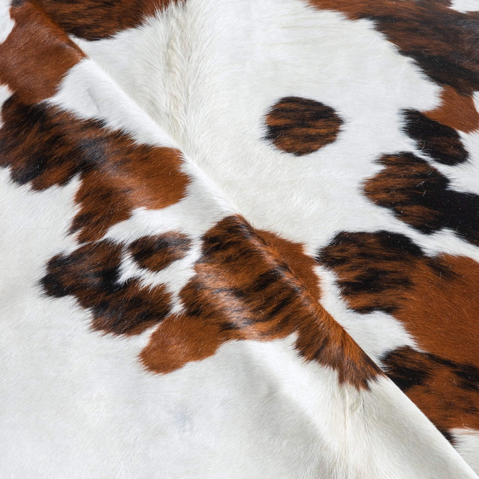 White Tricolor Cowhide Rug Size 7'3" L x 6'3" W 9665