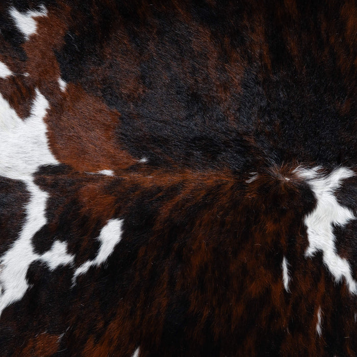 Dark Tricolor Cowhide Rug Size 7'4" L x 6'2" W 9666