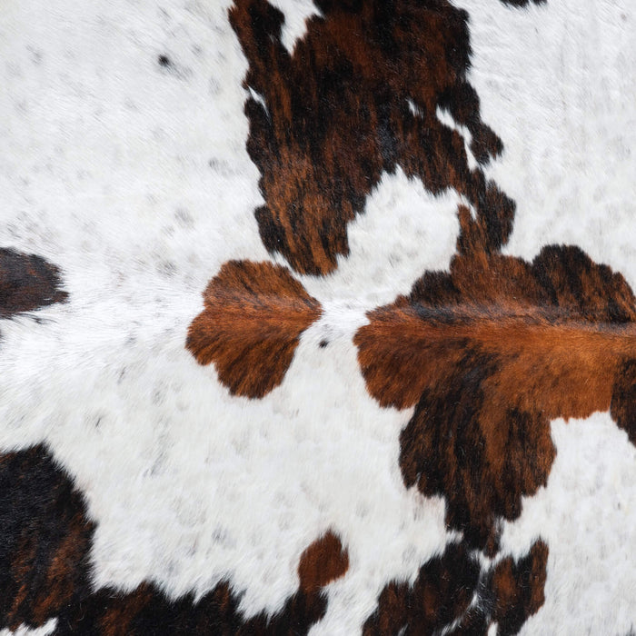 White Tricolor Cowhide Rug Size 7'3" L x 6'7" W 9667
