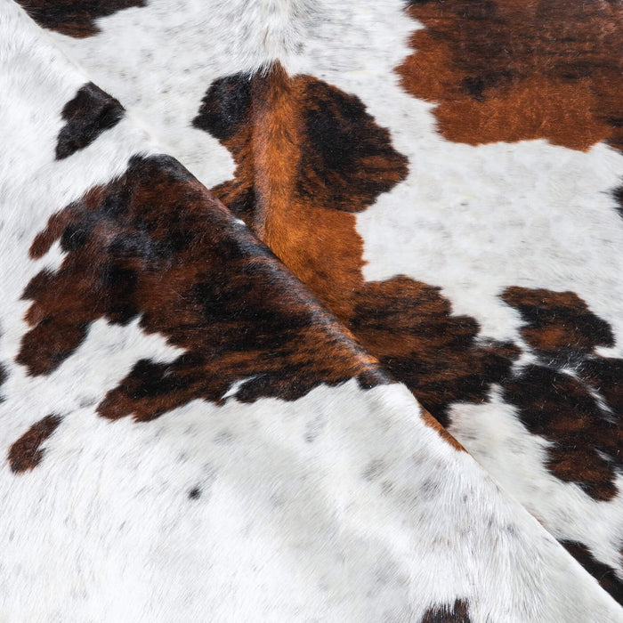White Tricolor Cowhide Rug Size 7'3" L x 6'7" W 9667