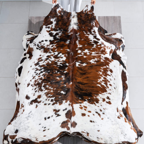 Tricolor Cowhide Rug Size 7'3" L x 6'8" W 9668
