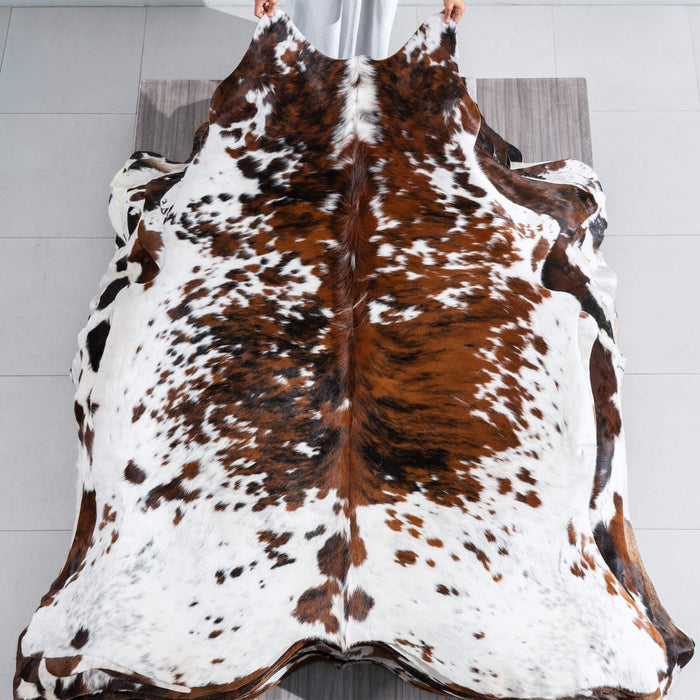 Tricolor Cowhide Rug Size 7'3" L x 6'8" W 9668