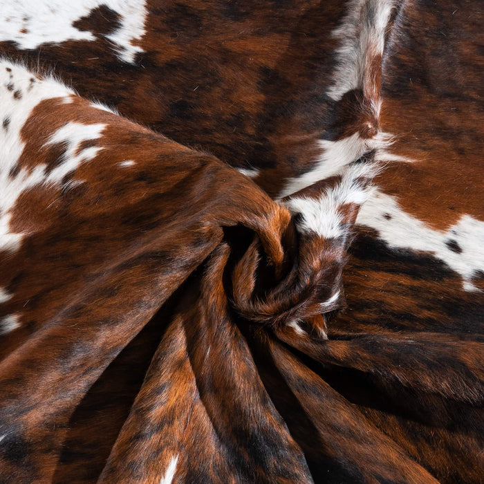 Tricolor Brindle Mix Cowhide Rug Size 6'7" L x 6'1" W 9672