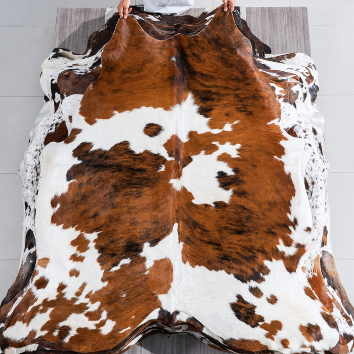 Tricolor Cowhide Rug Size 6'5" L x 5'11" W 9673