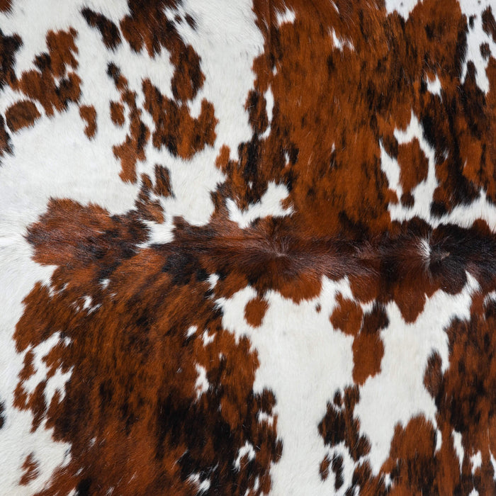 White Tricolor Cowhide Rug Size 6'4" L x 5'4" W 9674