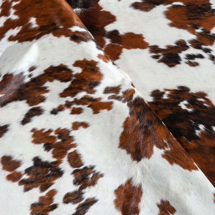 White Tricolor Cowhide Rug Size 6'4" L x 5'4" W 9674