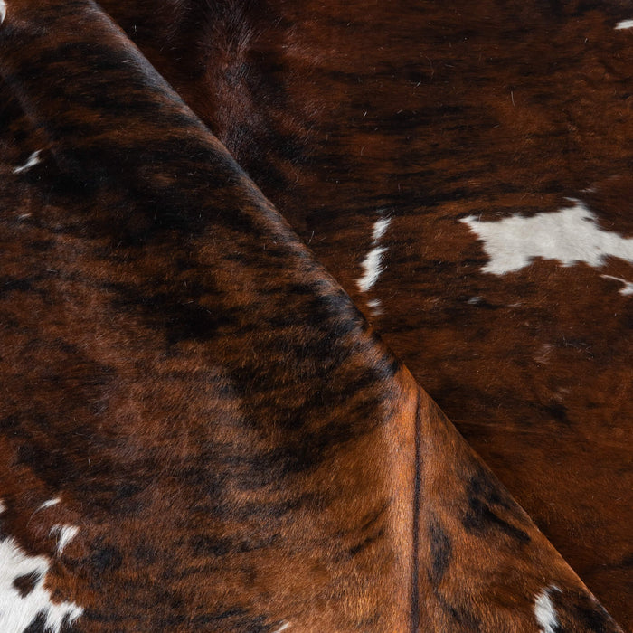 Tricolor Brindle Mix Cowhide Rug Size 6'6" L x 5'5" W 9675