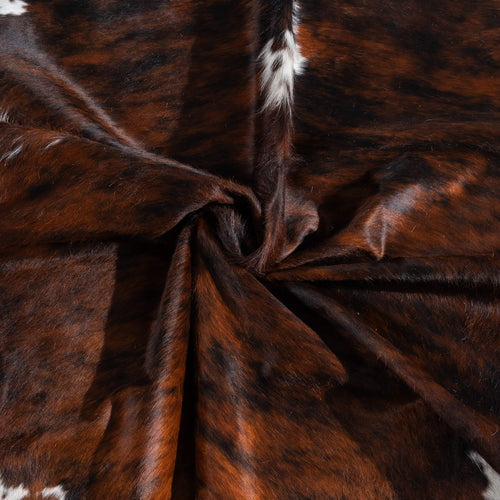 Tricolor Brindle Mix Cowhide Rug Size 7'2" L x 6'0" W 9680