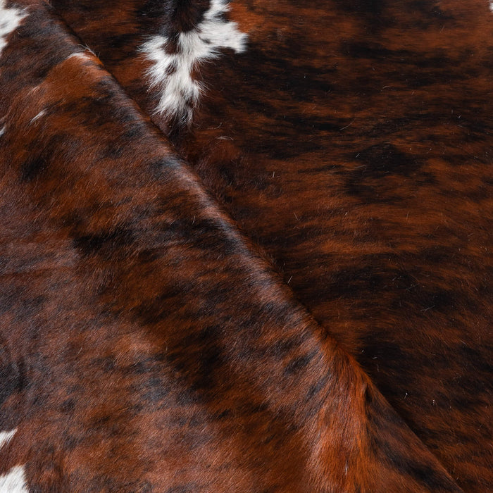 Tricolor Brindle Mix Cowhide Rug Size 7'2" L x 6'0" W 9680
