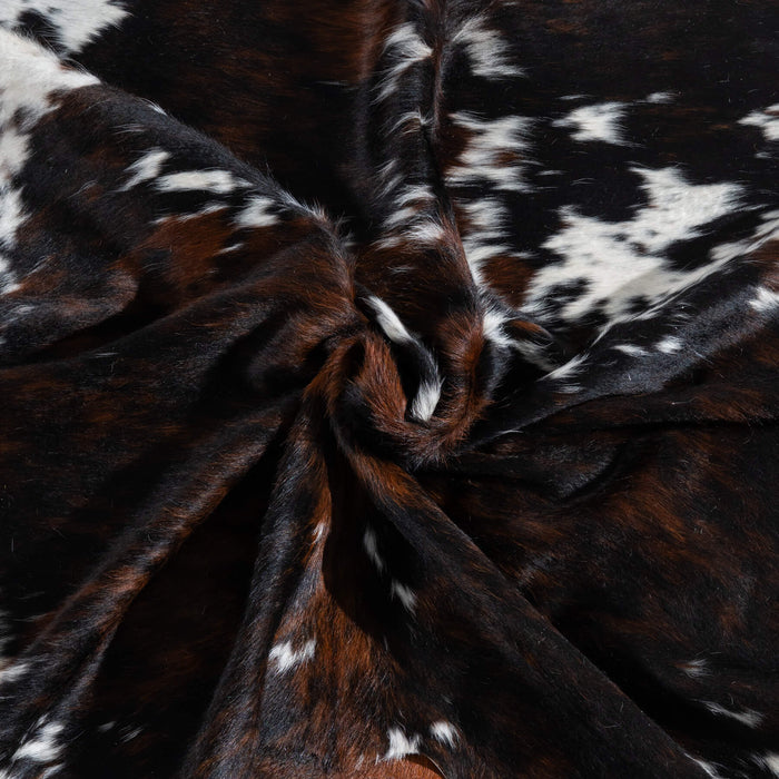 Dark Tricolor Cowhide Rug Size 7'7" L x 6'9" W 9681