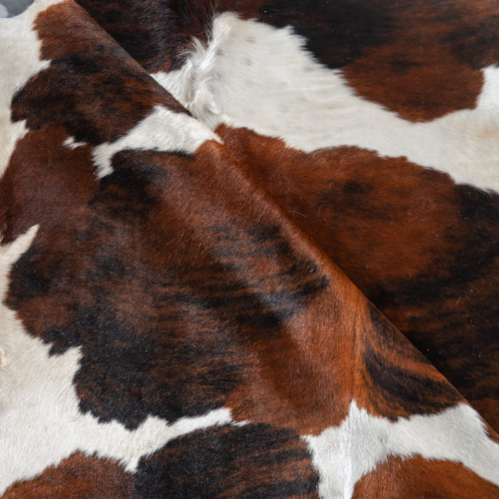 Tricolor Brindle Mix Cowhide Rug Size 6'11" L x 5'11" W 9682