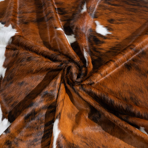 Tricolor Brindle Mix Cowhide Rug Size 7'8" L x 7'1" W 9683