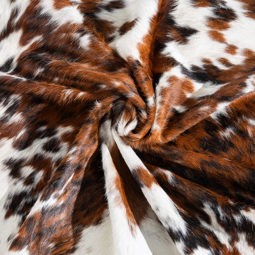 White Tricolor Cowhide Rug Size 7'11" L x 6'8" W 9684