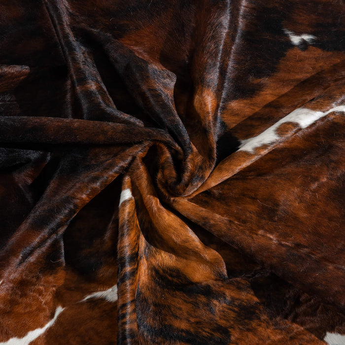 Tricolor Brindle Mix Cowhide Rug Size 7'9" L x 6'8" W 9688