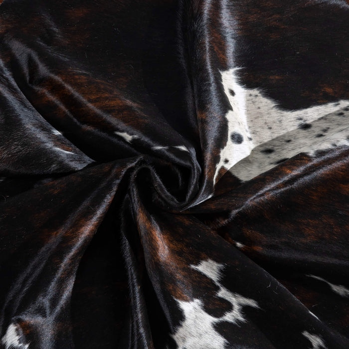 Dark Tricolor Cowhide Rug Size 6'8" L x 5'9" W 9689