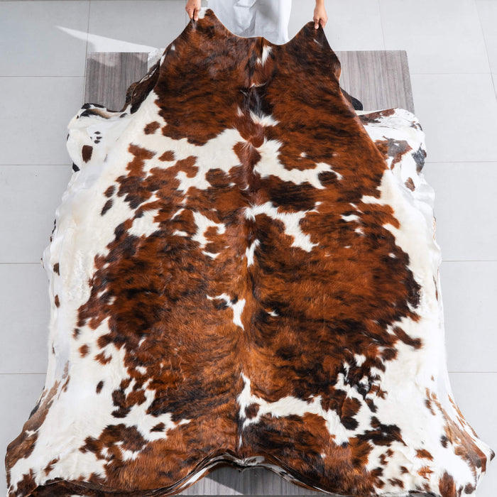 Tricolor Cowhide Rug Size 7'8" L x 6'10" W 9692