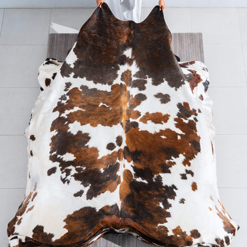 Tricolor Cowhide Rug Size 7'9" L x 7'1" W 9693